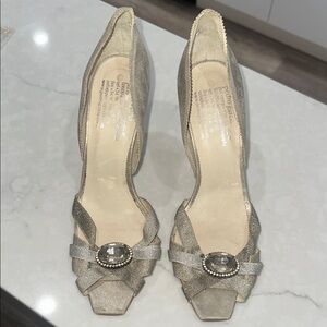 Pedro Garcia Gold and Silver Heels with D'Orsay Design